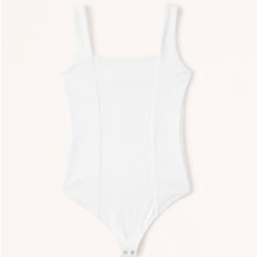 Abercrombie & Fitch Soft Collection White Seamed Square Neck Tank Bodysuit